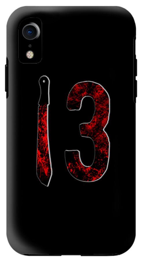 Phone case with red distressed 3 and knife graphic on black, single rear camera cutout.