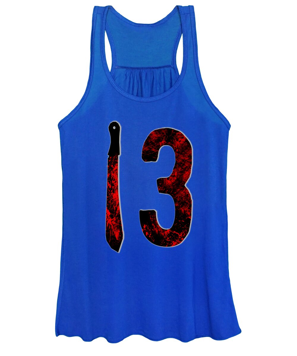Women's tank top, royal blue, distressed 13 front graphic