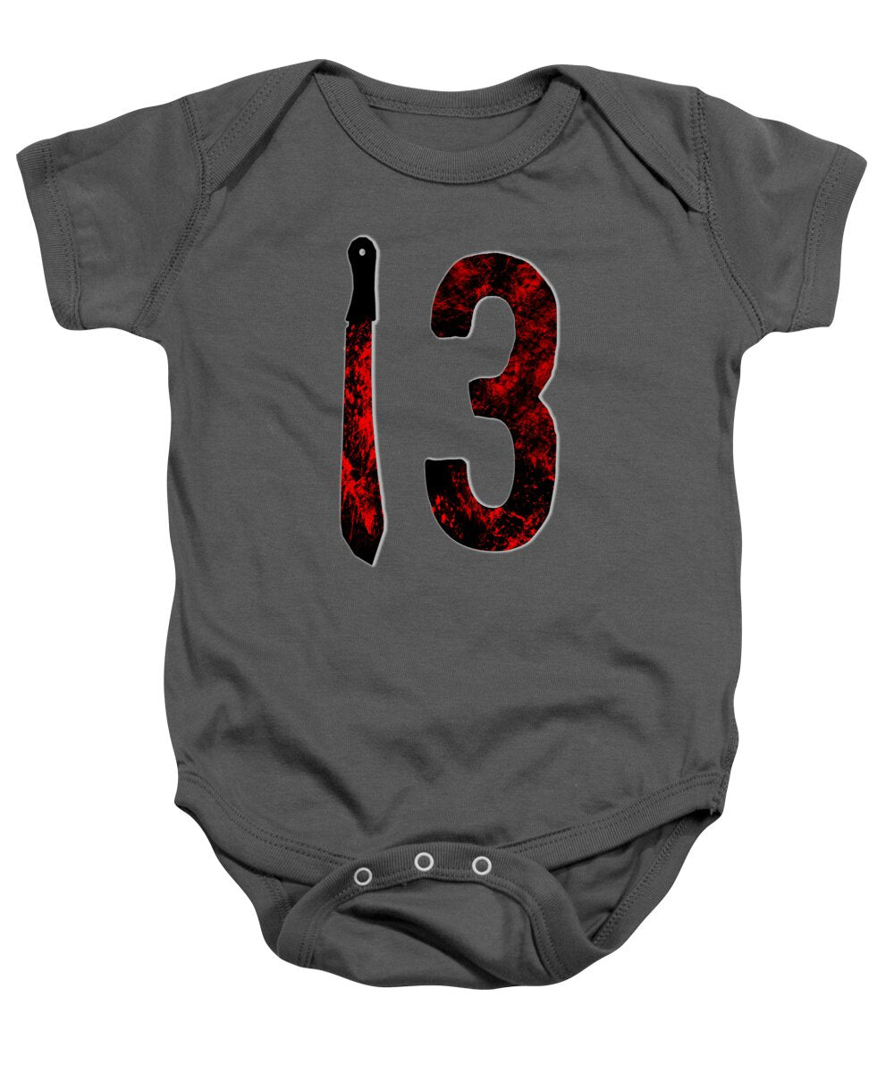 Charcoal baby onesie with black candle and red number 3 graphic