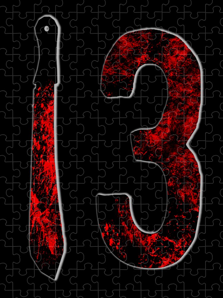 Puzzle piece shaped like red number 3 with a matching jigsaw strip piece
