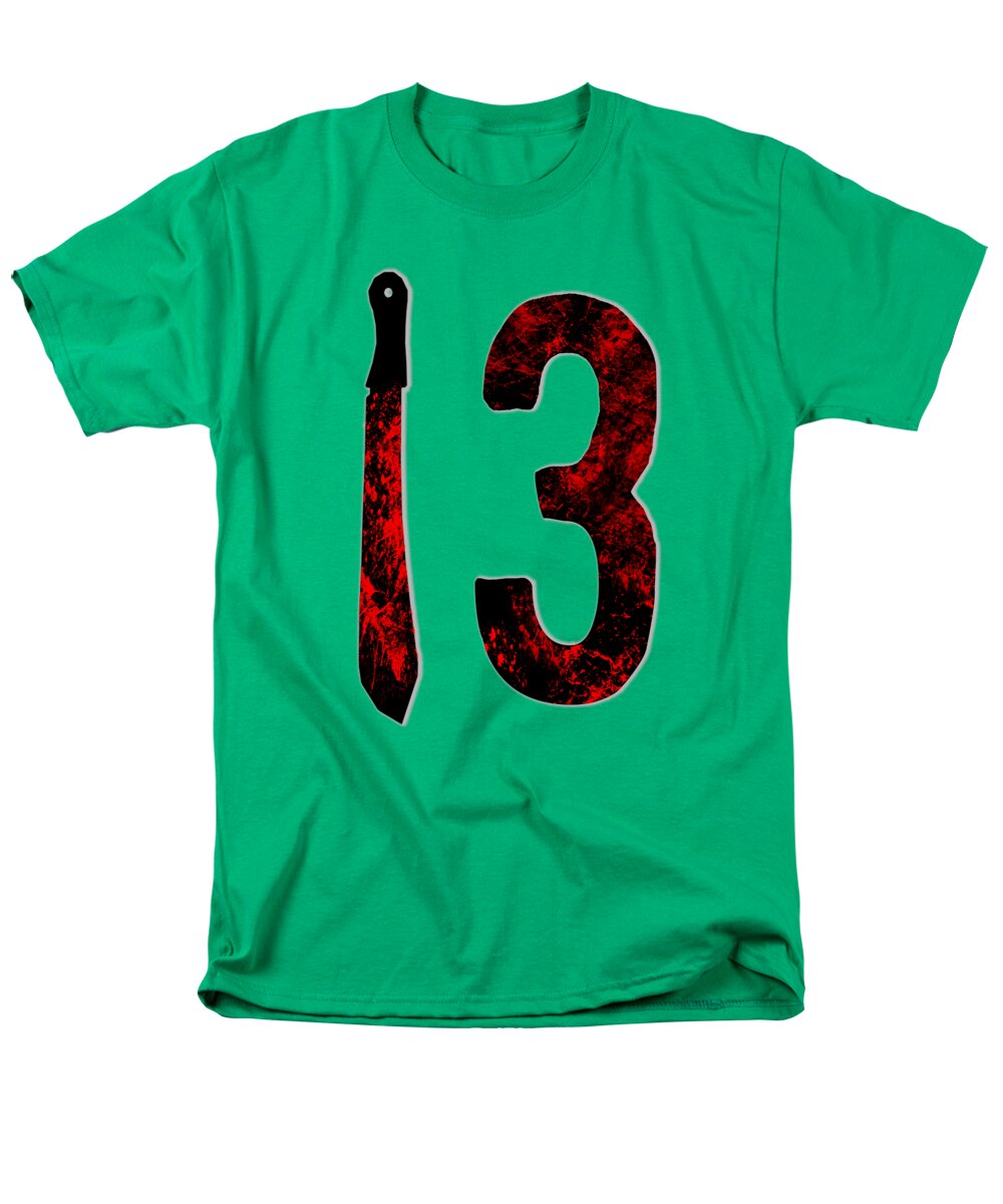 Men's bright green T-shirt with red-and-black "I 3" graphic on the front