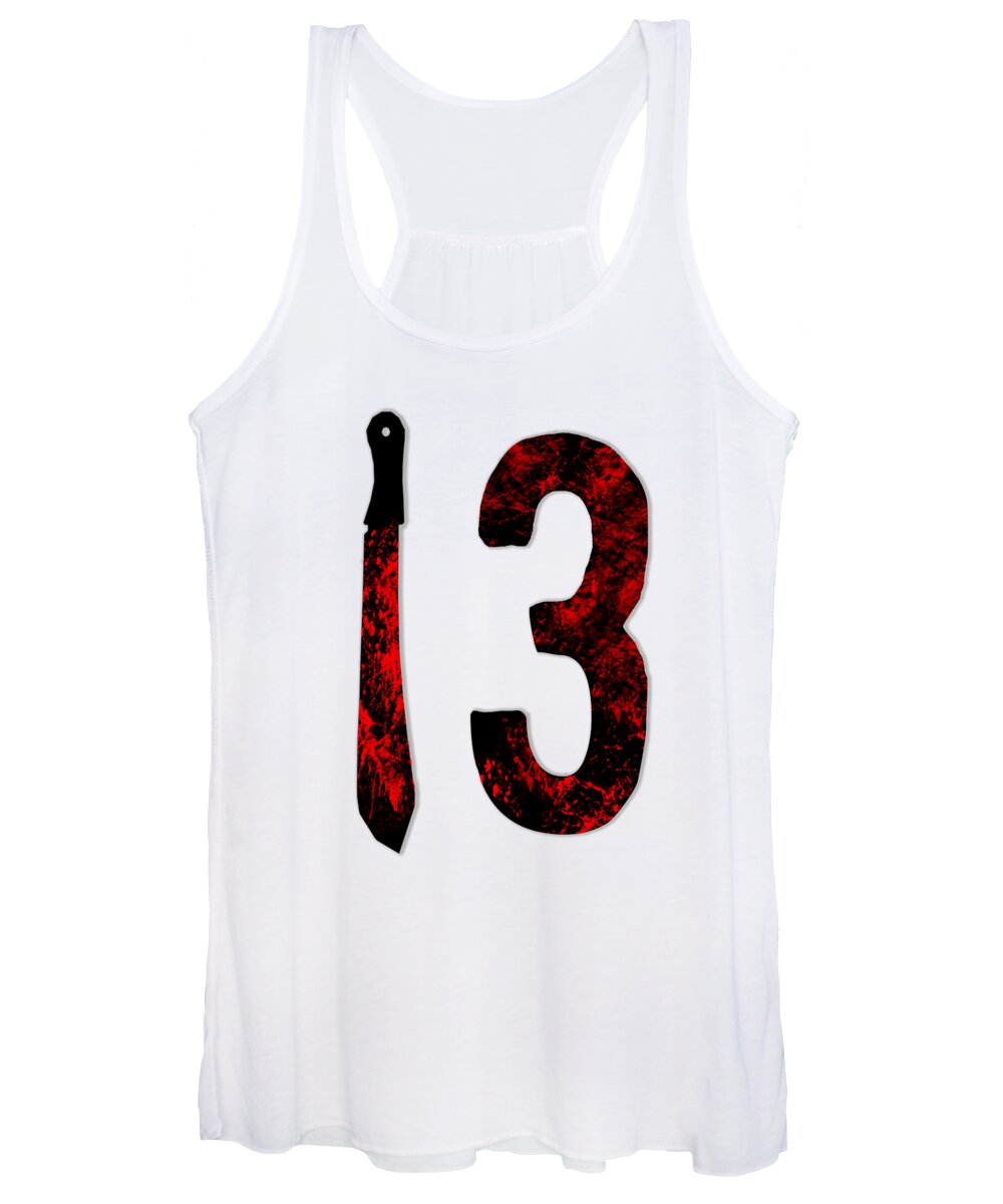Women's tank top, white, distressed 13 front graphic