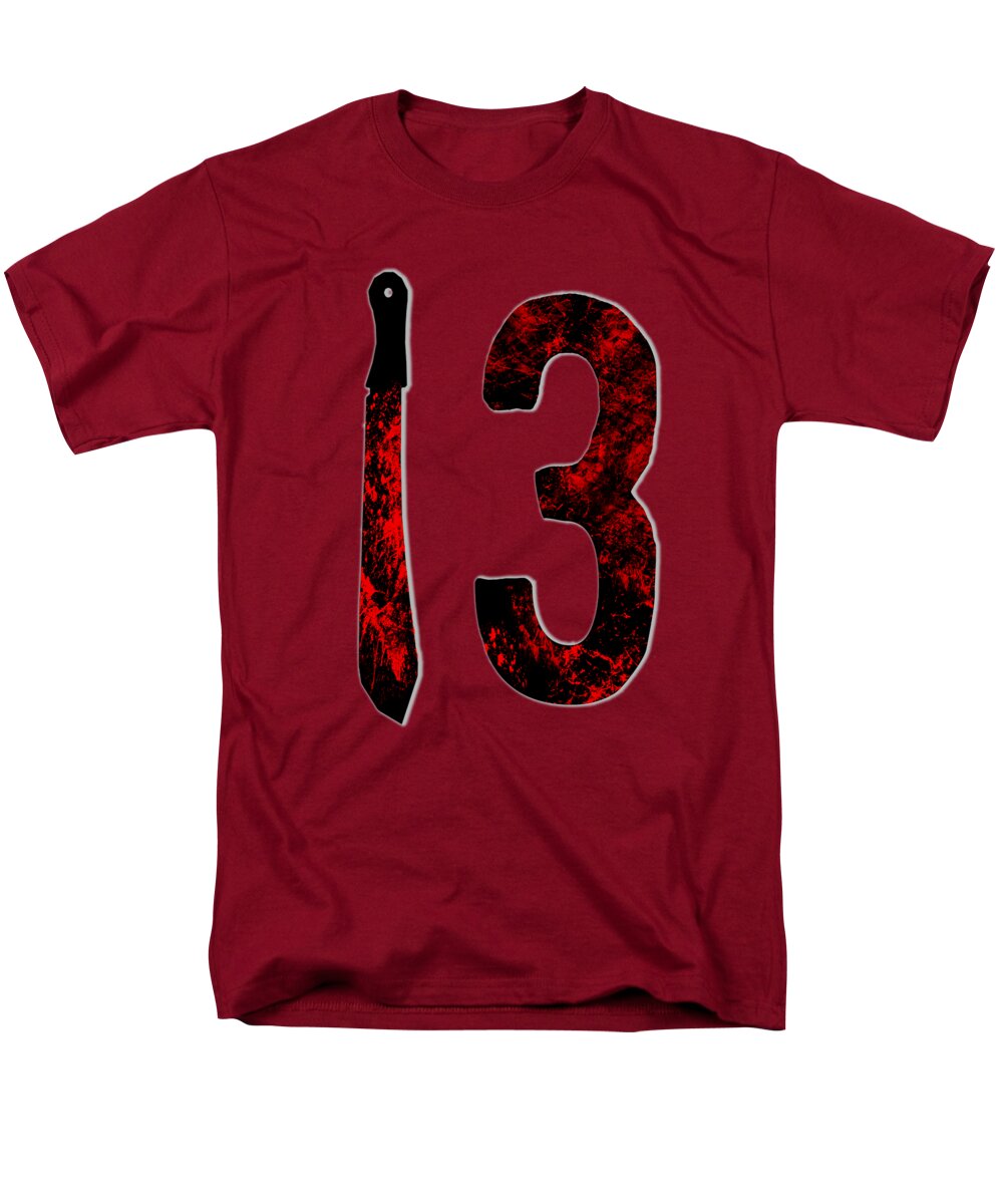 Men's red T-shirt with red-and-black "I 3" graphic on the front