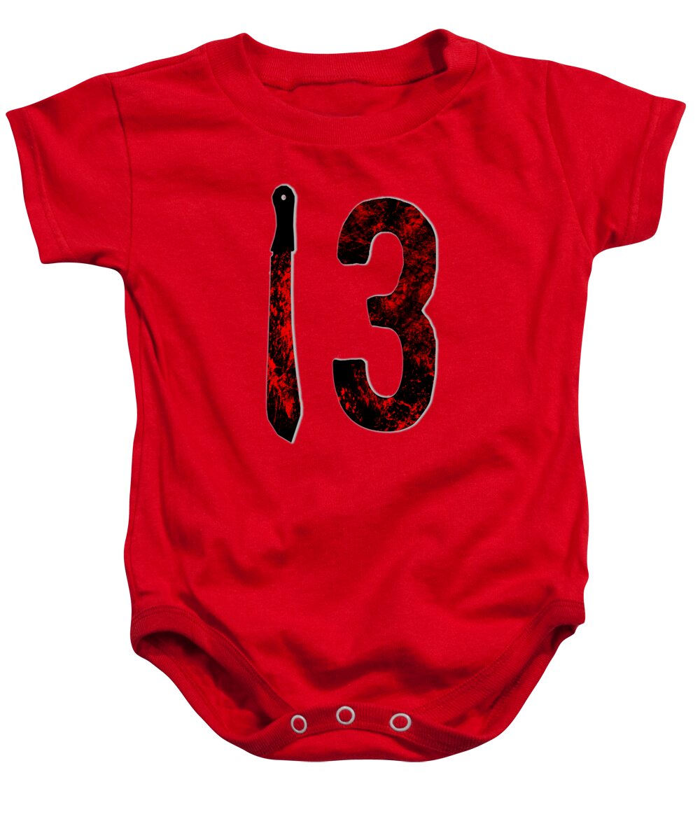 Red baby onesie with black candle and red number 3 graphic