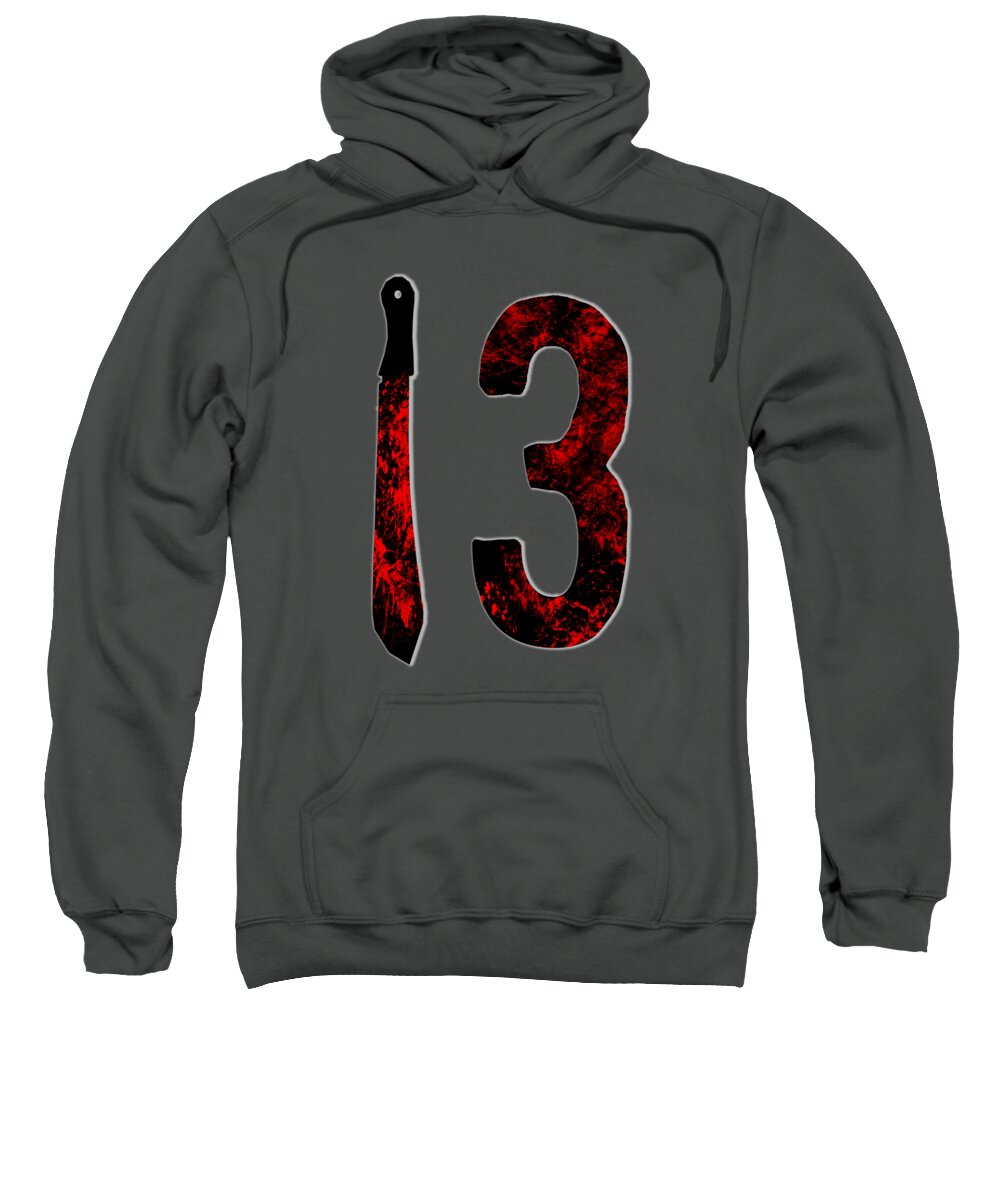 Charcoal gray hoodie sweatshirt with large red distressed '3' front graphic and kangaroo pocket