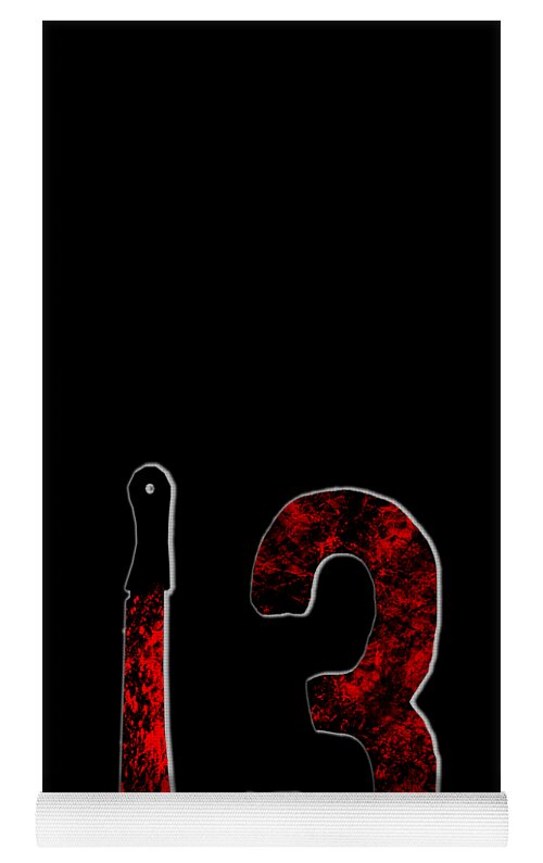 Yoga mat with black surface, red speckled '3', and white ribbed edge strip