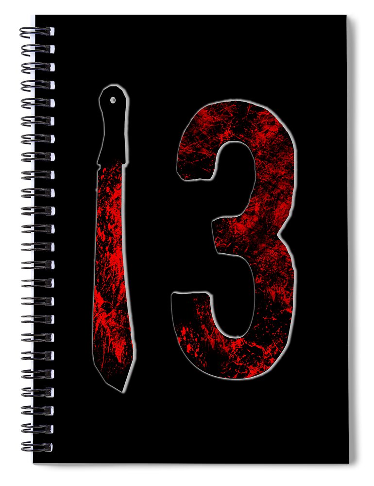 Black spiral notebook with red distressed number 3 and matching pen holder