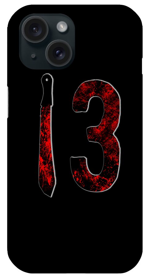 Phone case showing a red distressed knife and large number 3 graphic on black.