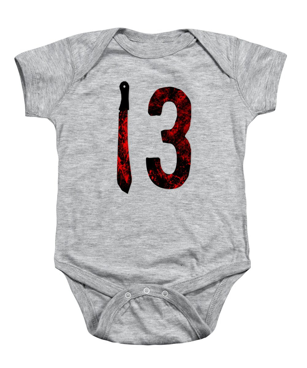 Heather gray baby onesie with black candle and red number 3 graphic