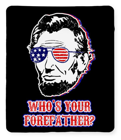 Abe Lincoln graphic throw blanket with patriotic face emblem and slogan