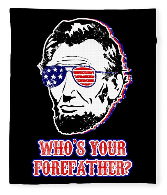Abe Lincoln graphic throw blanket with patriotic face and text design