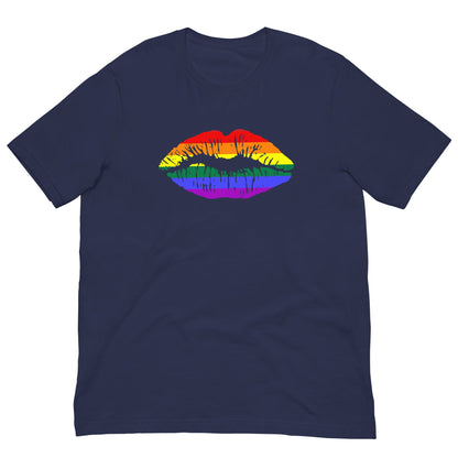 Navy T-shirt with rainbow lips graphic