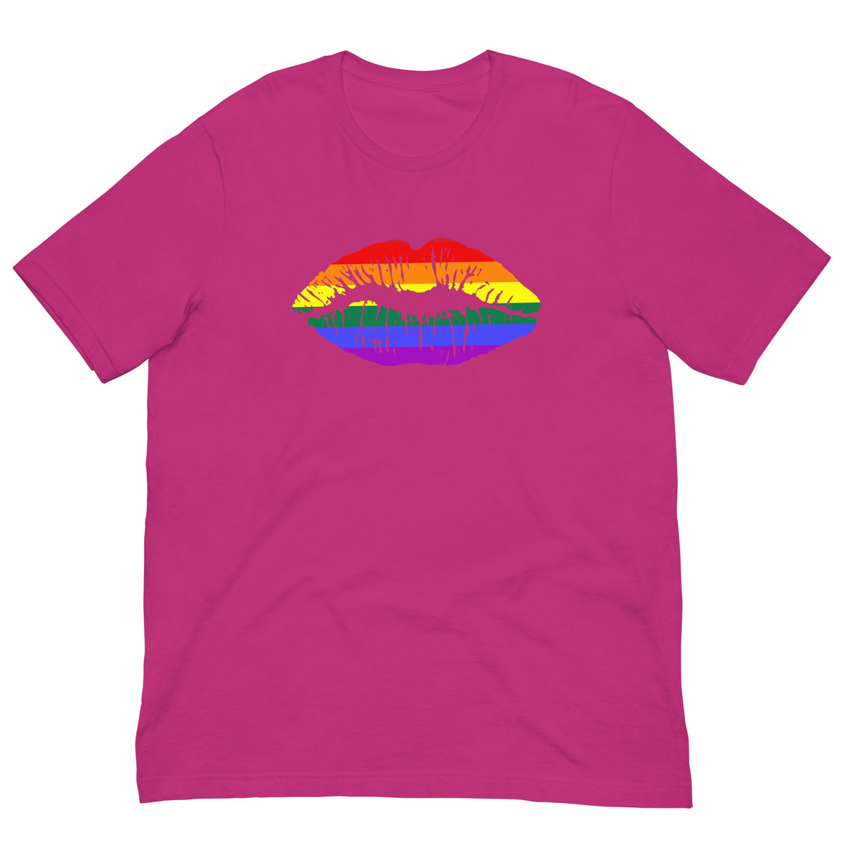 Pink T-shirt with rainbow lips graphic