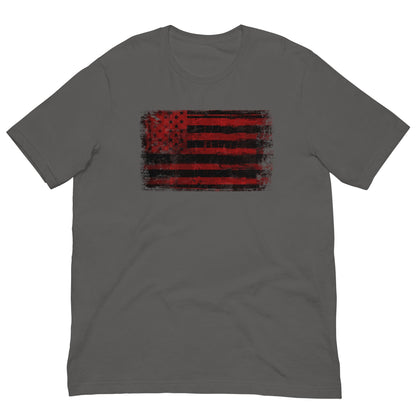 Gray graphic American flag T-shirt, crew neck, short sleeves