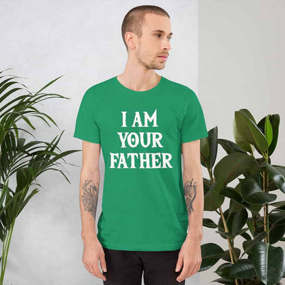 Green T-shirt with white “I AM YOUR FATHER” text print