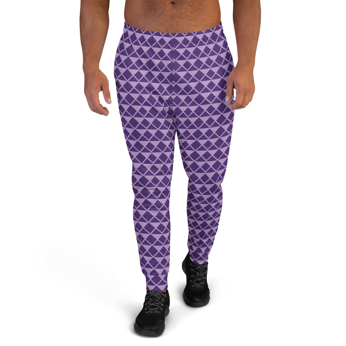 Joker men's joggers, purple geometric diamond pattern