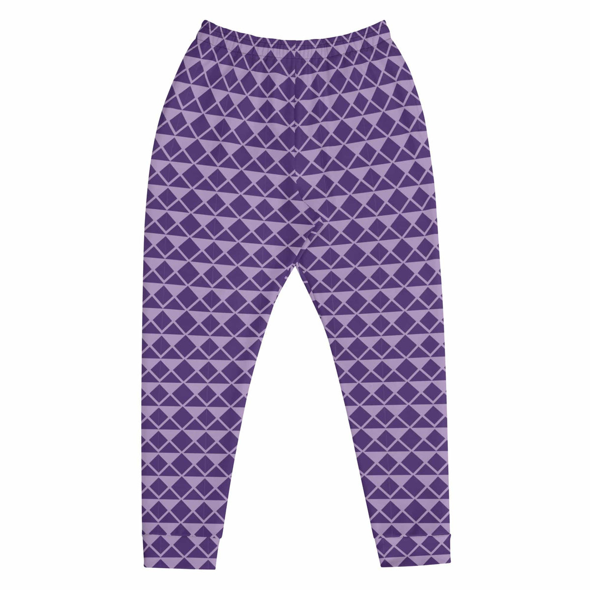 Joker men's joggers, front view in purple geometric diamond pattern