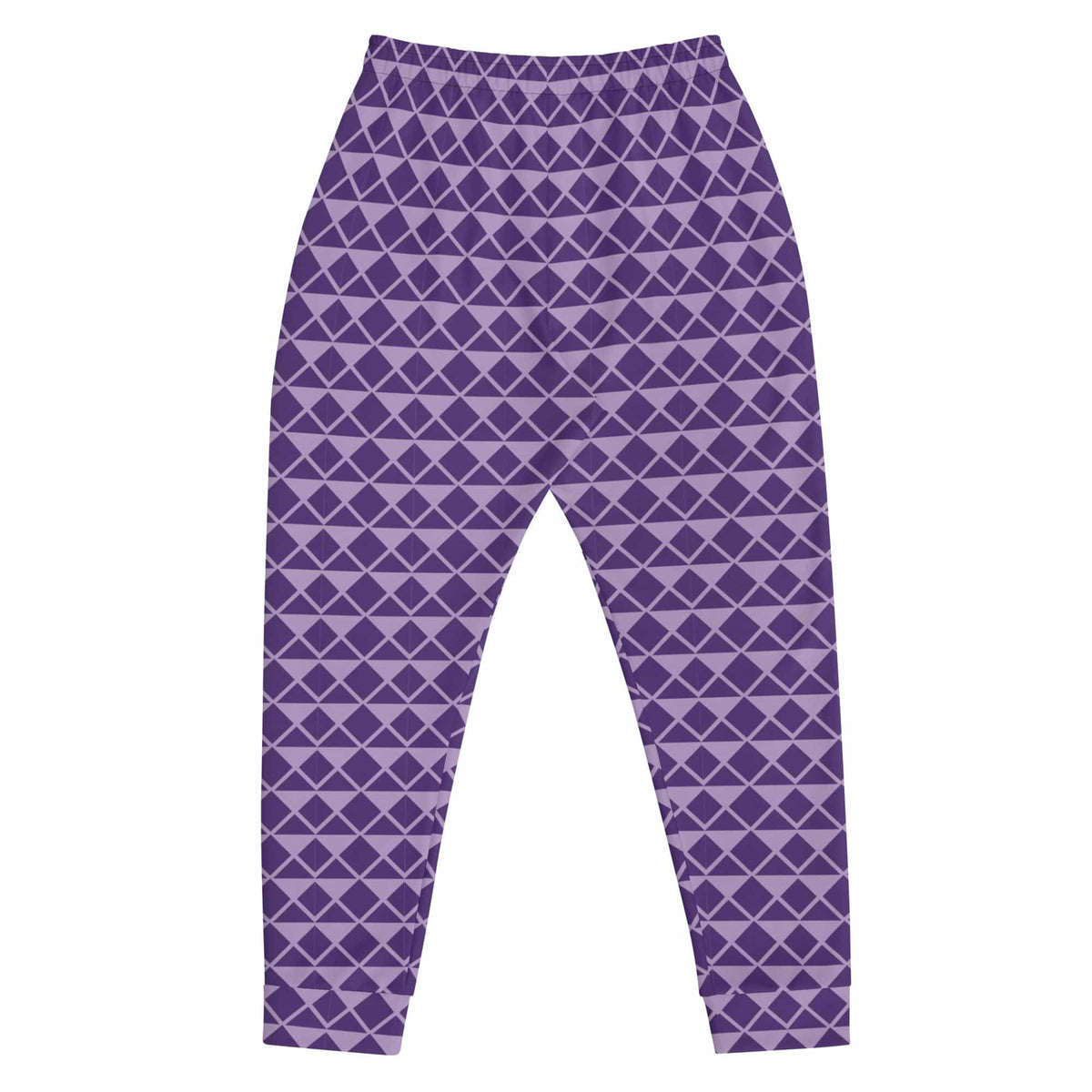 Joker men's joggers, front view in purple geometric diamond pattern
