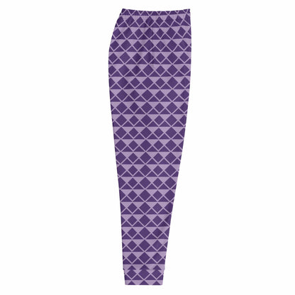 Joker men's joggers, purple geometric diamond pattern on back view