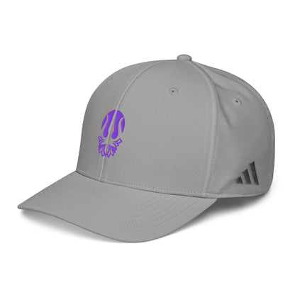 Light grey embroidered performance cap with purple trident lotus emblem and Adidas logo