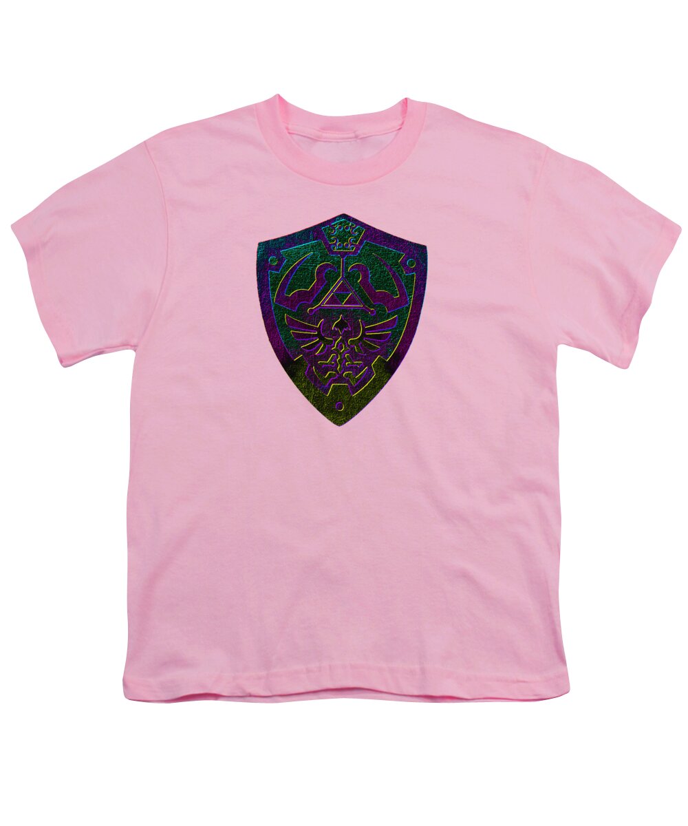 Youth T-shirt, light pink, front shield graphic print