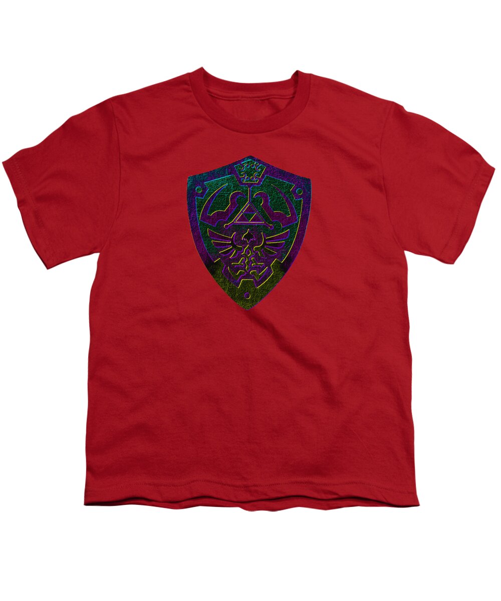 Youth T-shirt, red, front shield graphic print