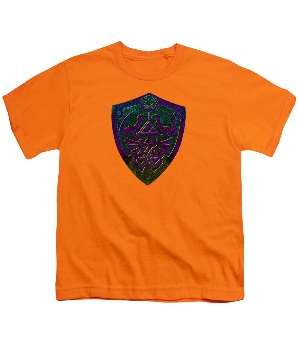 Youth T-shirt, orange, front shield graphic print