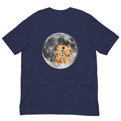 Navy T-shirt with circular astronaut on the moon graphic