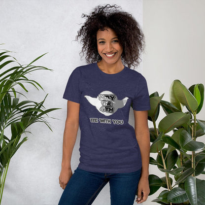 Navy May the 4th T-shirt with white cannon 'May the 4th' logo and 'Be with you'