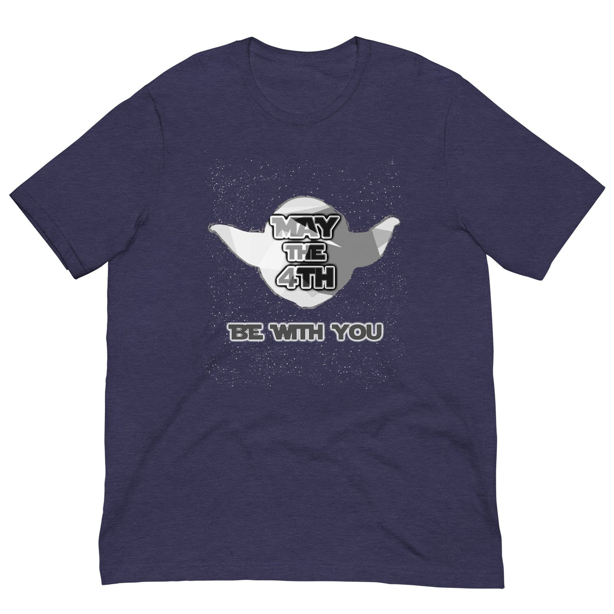 May the 4th T-shirt, dark blue crewneck with centered “May the 4th” and “Be with you” print.