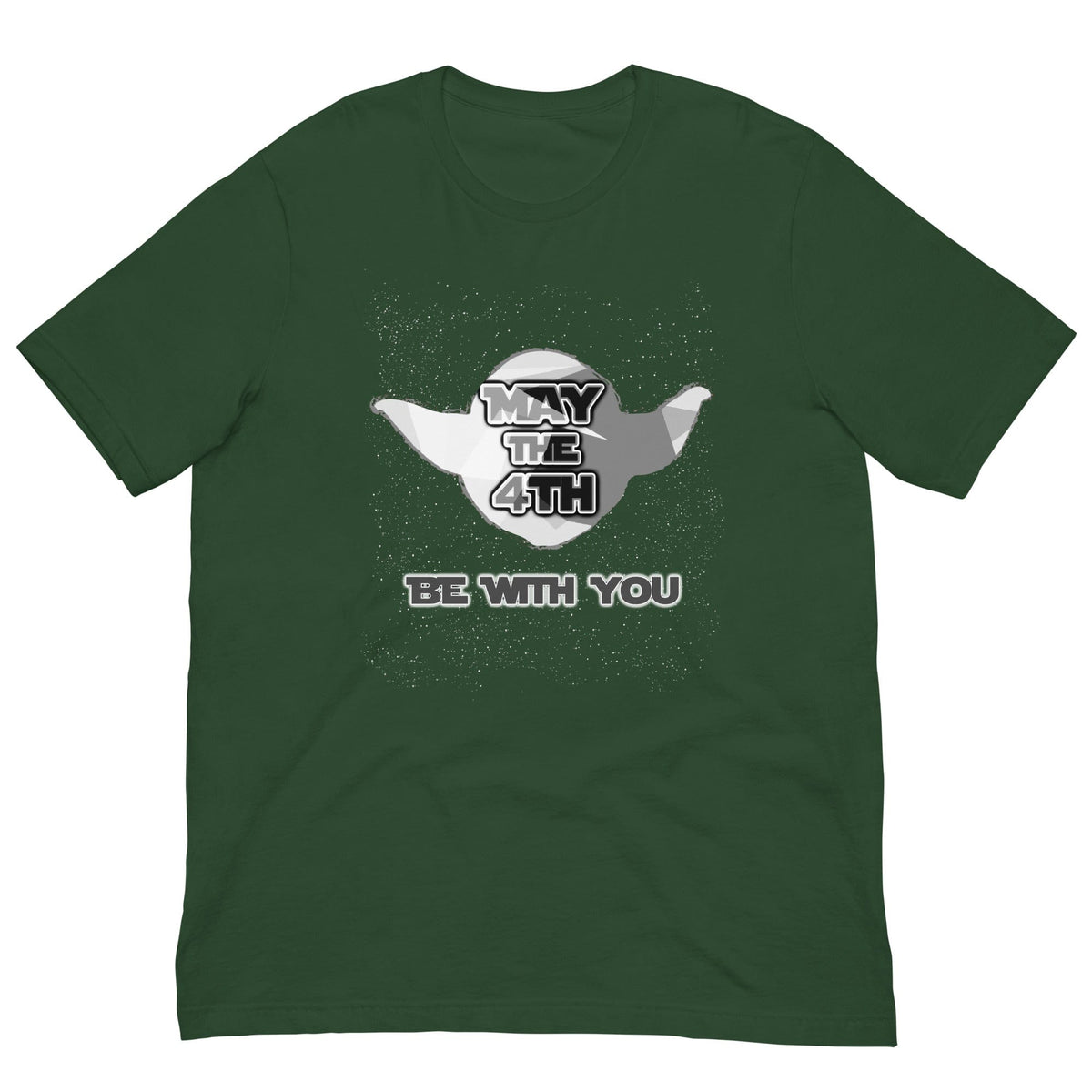 May the 4th T-shirt, green crewneck with centered “May the 4th” and “Be with you” print.
