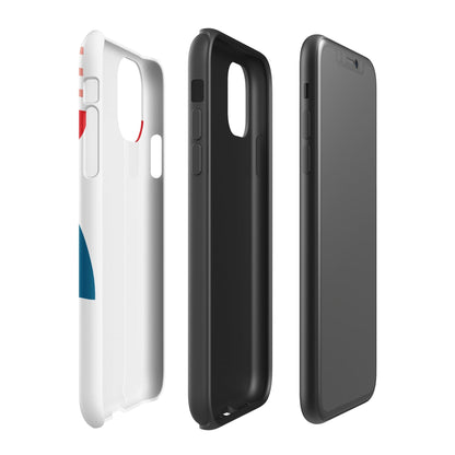 Tough phone case shown from back and sides: patterned white, black, and gray shells