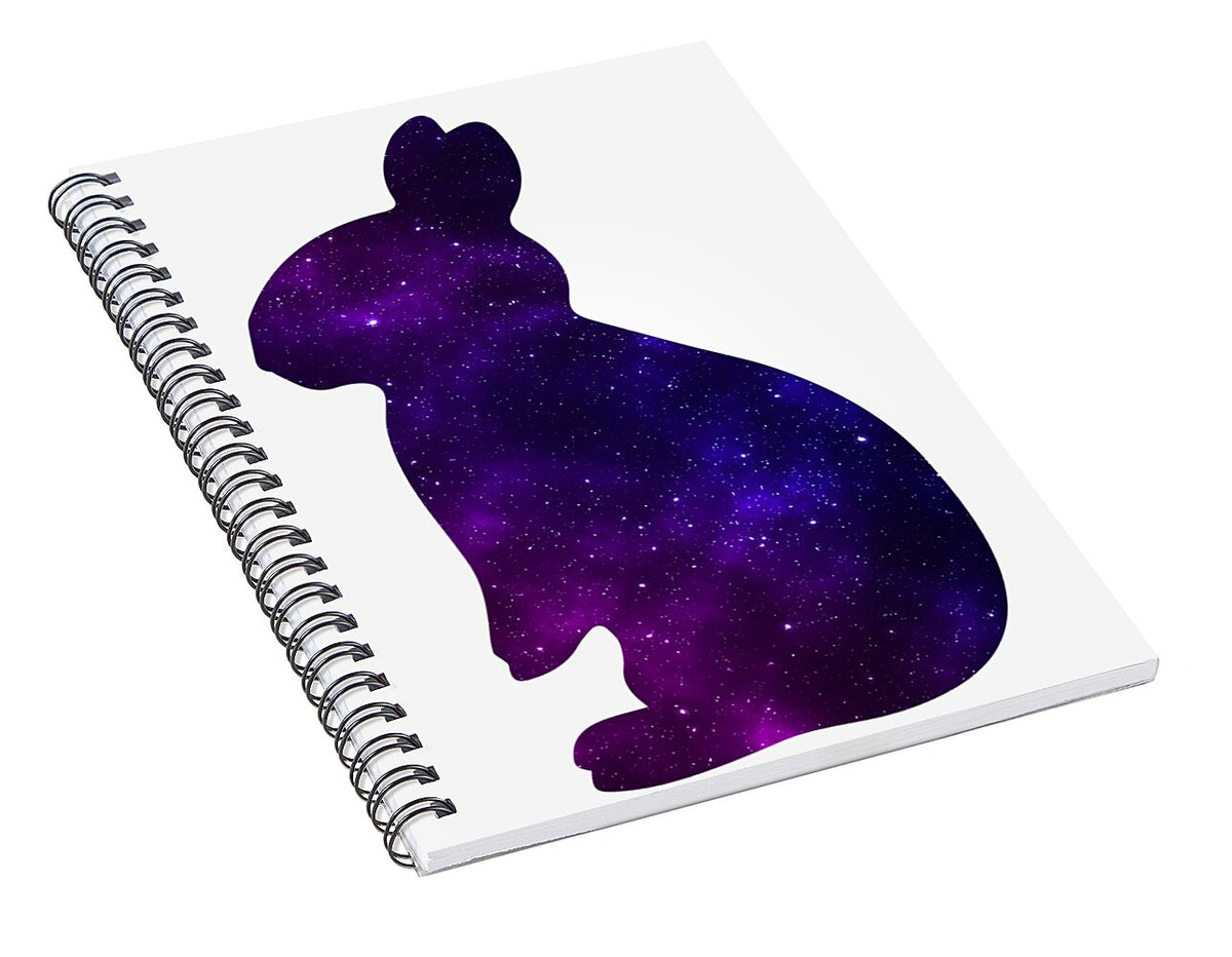 Spiral notebook with purple galaxy bunny on cover