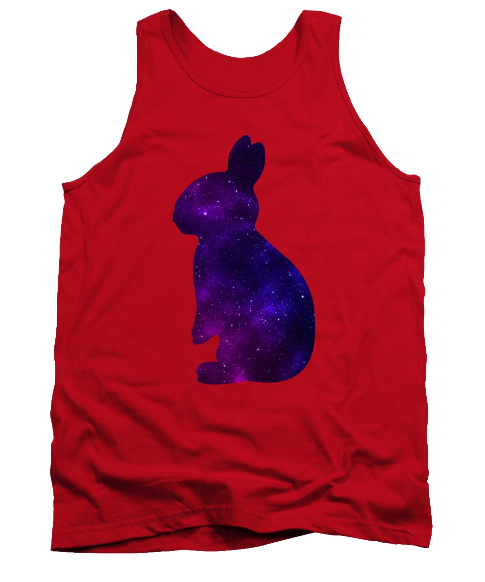 Red tank top with galaxy-style purple rabbit graphic