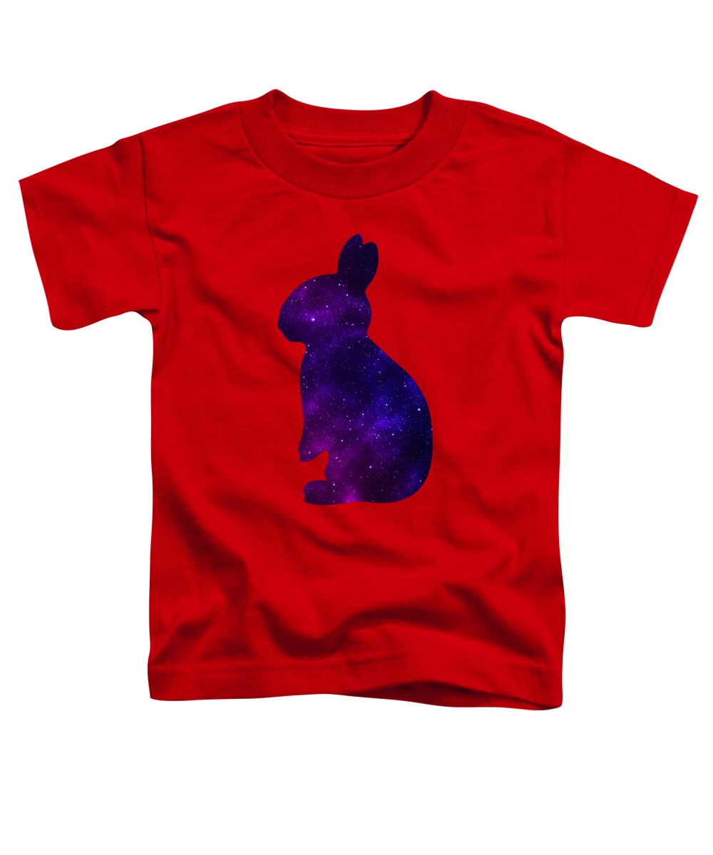 Toddler red T-shirt with purple galaxy bunny graphic