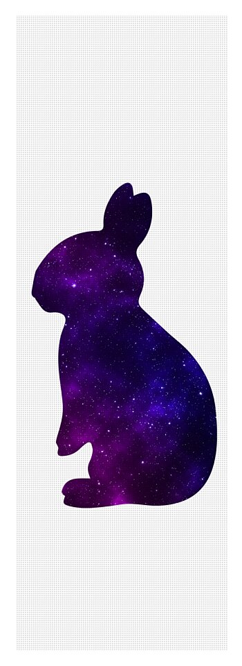 Yoga mat with cropped purple galaxy rabbit silhouette graphic