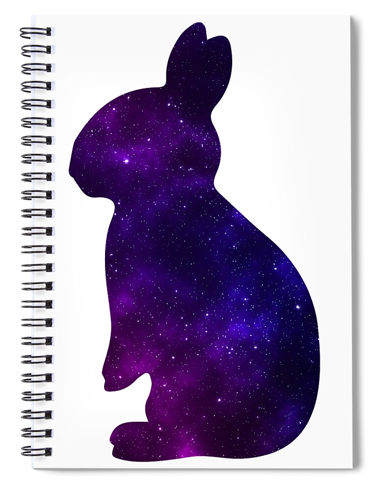 Spiral notebook cover with purple galaxy bunny silhouette