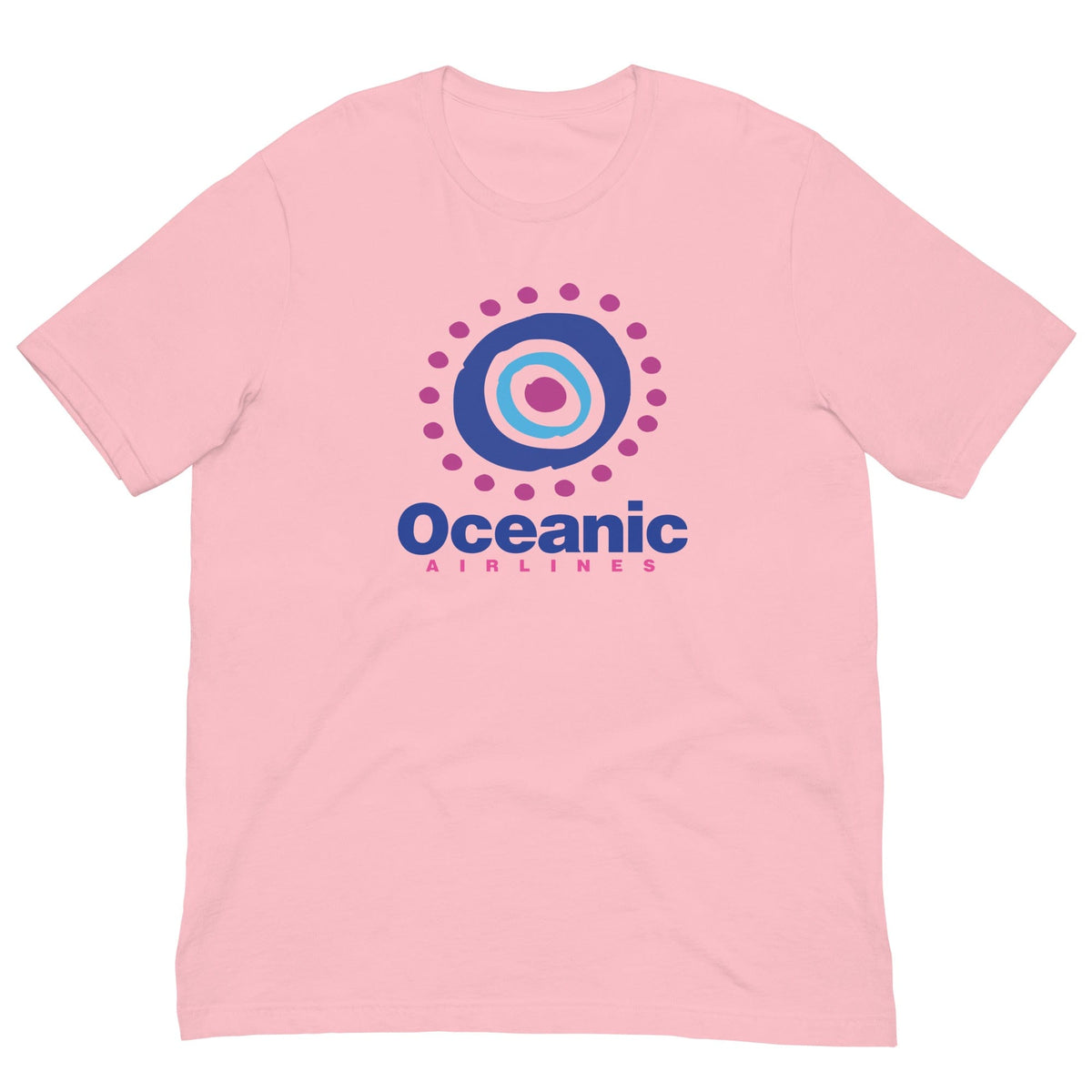 Pink T-shirt with Oceanic Airlines circular target logo centered on the chest
