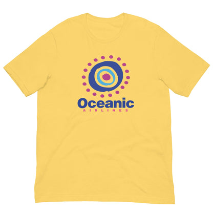 Yellow T-shirt with Oceanic Airlines circular target logo centered on the chest