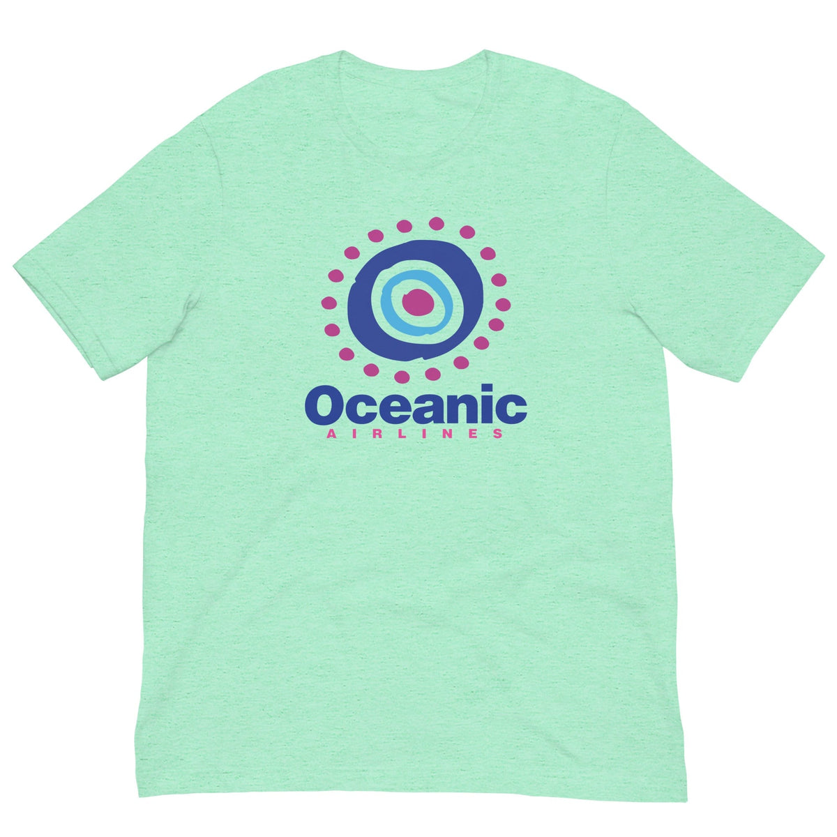 Mint green T-shirt with Oceanic Airlines circular target logo centered on the chest