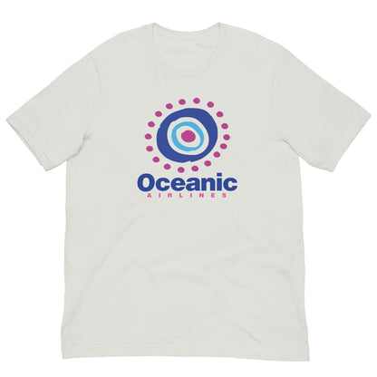 White T-shirt with Oceanic Airlines logo, blue wordmark and emblem centered