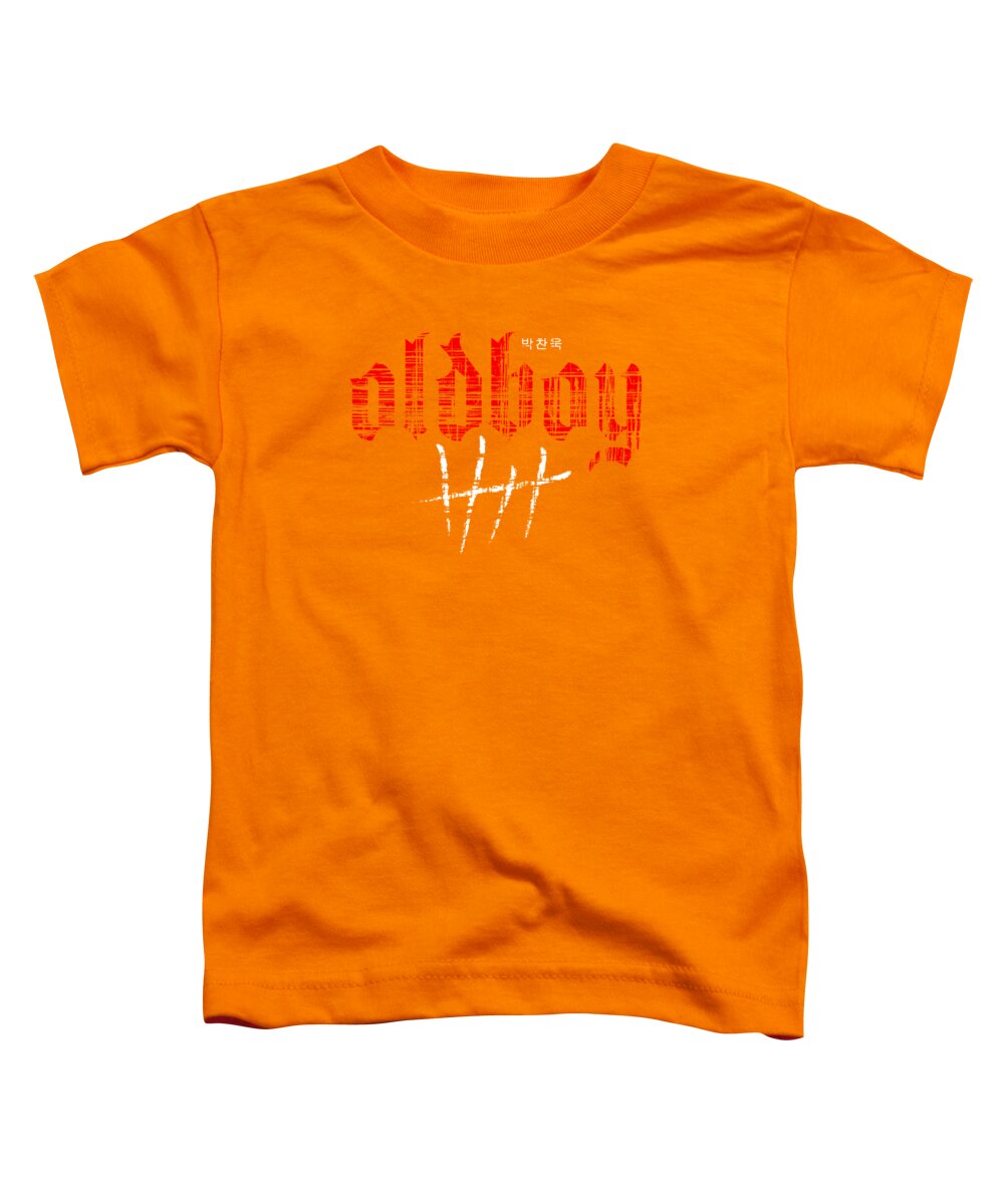 Oldboy toddler T-shirt in orange with red and white front graphic
