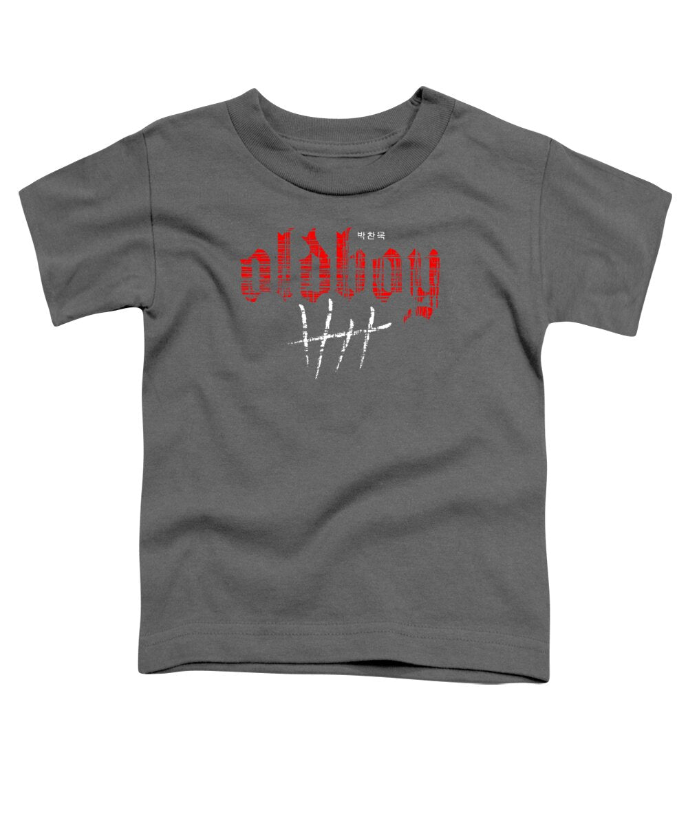 Oldboy toddler T-shirt in charcoal gray with red and white front graphic