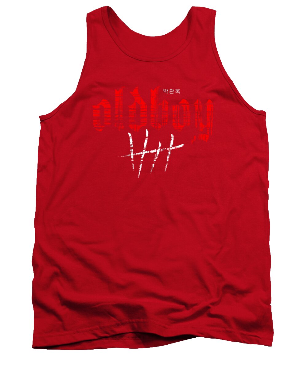 Red tank top with red and white front graphic