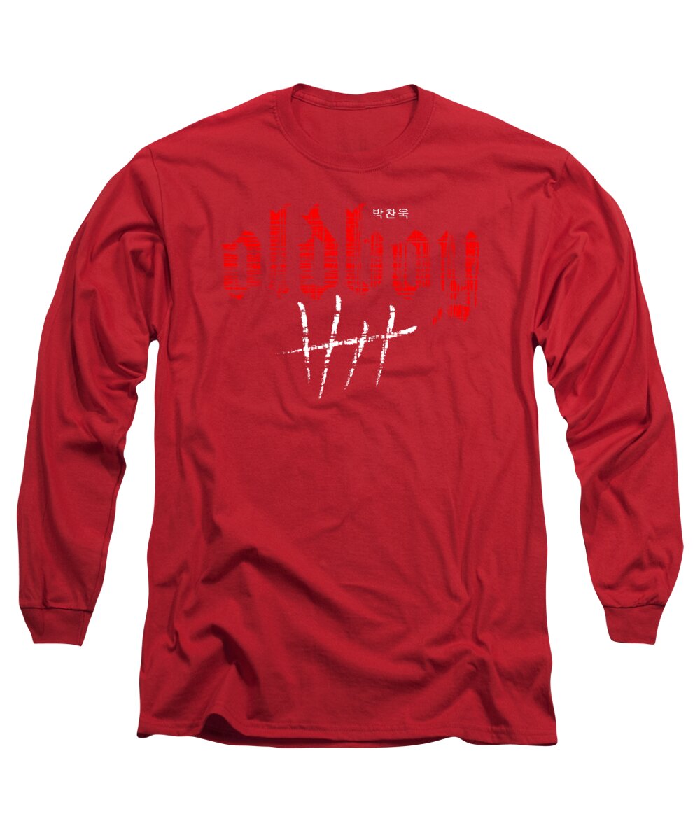 Red long sleeve t-shirt with red graphic front print
