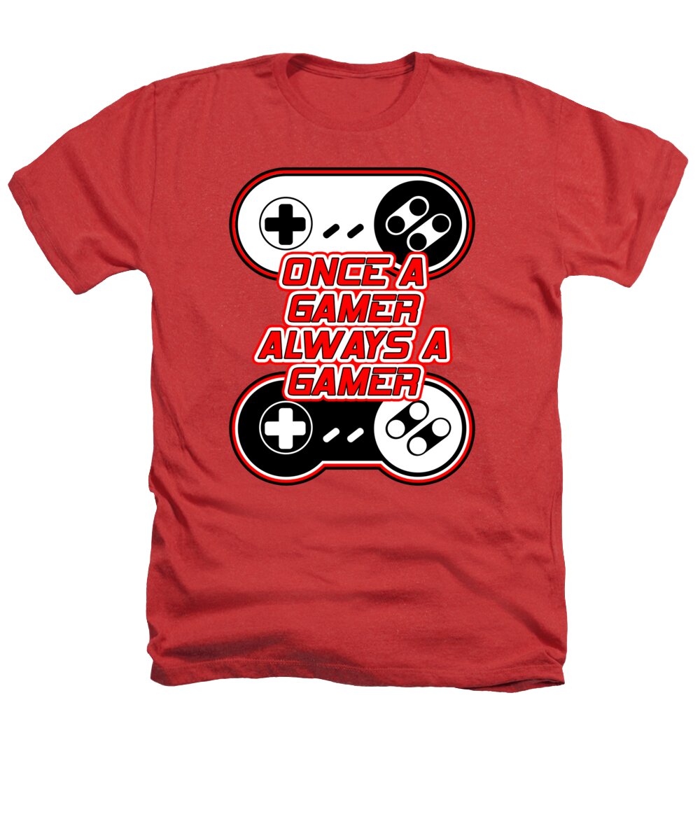Heathers t-shirt in red with front gaming controller graphic and slogan