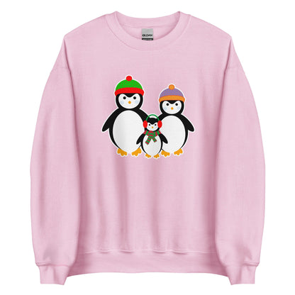Light pink Penguin Family sweatshirt with penguin family graphic on front