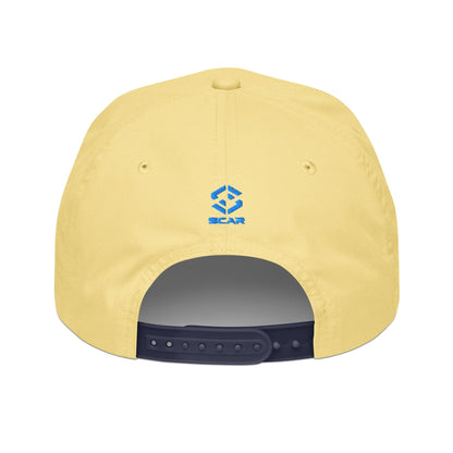 Yellow baseball cap with small STAR logo and vented back panel