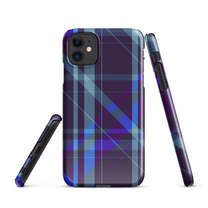 Purple and blue plaid snap iPhone® case with camera cutouts