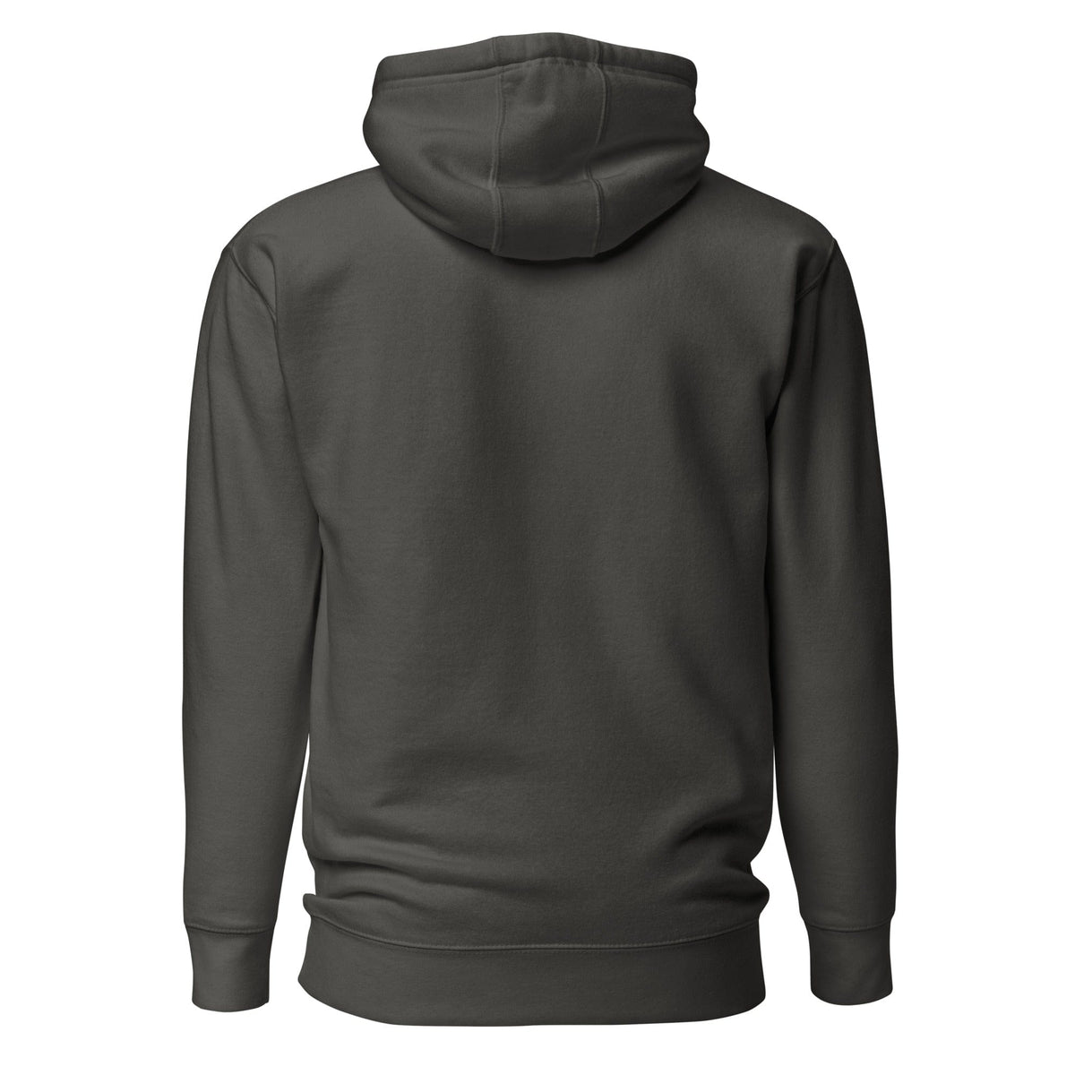 Unisex bone-colored hoodie, back view with hood and kangaroo pocket; no front graphic